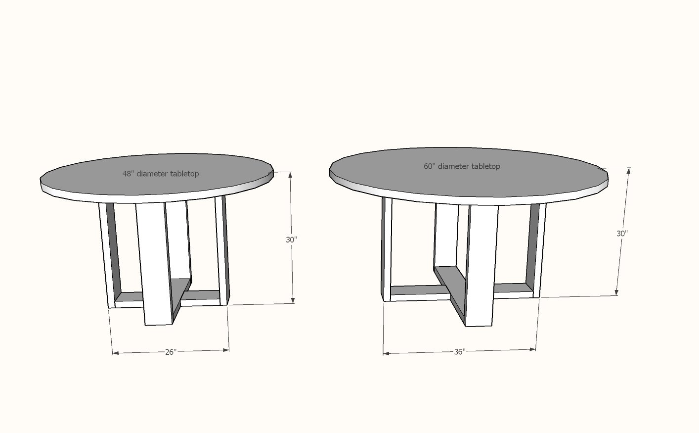 round kitchen table dimensions